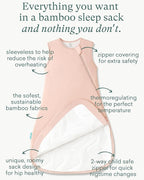 Supersoft Sleep Sack 1.0 TOG, Premium Bamboo Viscose Baby Sleeping Bag 2-Way Zipper Sleep Sack Baby Wearable Blanket