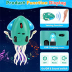 USB Rechargeable Dancing Octopus Baby Toy - Electric Crawling & Tummy Time Toy, Magical Musical Squid, Stress-Relief Desk Decor - Birthday for Kids Ages 1 2 3 4 5 6, Boys (Green)