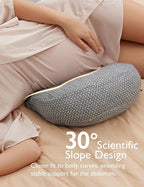 Momcozy Portable Pregnancy Pillow – W Shaped Maternity Support for Side Sleepers, Adjustable Travel Wedge Pillow for Back, Belly, and Hip Relief, Ideal for Pregnant Women, Deep Grey
