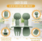 8pc Silicone Baby Spoons & Forks Set – Self Feeding Baby Utensils 6-12 Months – BPA Free, Dishwasher Safe – Toddler Cutlery (Turquoise/Pickle & Green/Yellow)