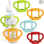HUAKENER Silicone Baby Bottle Handles (4 Pack) - Easy Grip Holder for Dr. Brown Narrow Bottles - BPA Free