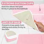 Baby Bath Kneeler and Elbow Rest Pad Set, Non-Slip Painless Thick Kneeling Pad - Foam Kneeling Pad for Bathing Babies - Knee Saver & Arm Support with 4 Pockets Toy Organizer (Large, Baby Pink)