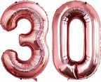 GOER Number 30 Balloons for 30th Birthday Party Decorations,42 Inch Jumbo Foil Helium Balloons for 30th Anniversary (Rose Gold)