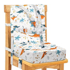 Toddler Booster Seat for Dining Table, Adjustable 5 Point Safety Buckle Kids Toddler Booster Seat with Backrest, Waterproof Non-Slip Bottom Portable Travel Increasing Cushion for Chair (White)