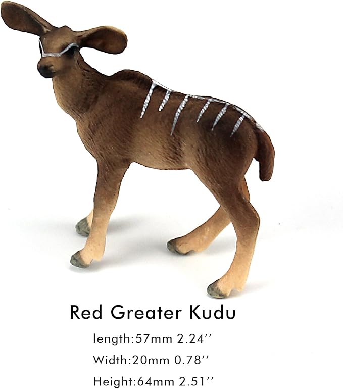 FUNSHOWCASE African Jungle Animals Red Lesser Kudu Female Toy Figure Realistic Plastic Figurine Height 2.5-inch
