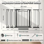 Baby Gate for Stairs 29.53"-53.1" Extra Wide, Pressure Mounted Dog Gate Indoor, Walk Thru Pet Gate for Cat Dog Child,Pet Gates for The House Doorway Black