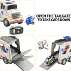 TEMI 5 Pack Ambulance Vehicle Toddler Truck Toys for 3 4 5 6 Year Old Boys, Friction Powered Cars with Toy Helicopter, Police Car, Fire Truck, Ambulance Car, Birthday Gifts for Girls Age 3-9