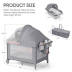4-in-1 Baby Bassinet with Playard, Sleeper Nest, Changing Table, Mosquito Net & Canopy, Storage and Toys for Newborn to Toddler