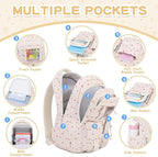 Corduroy Backpack Kids Backpack for Girls School Bags for Middle School Students Book Bag for Elementary Primary Kawaii Ita Backpack, Beige Strawberry