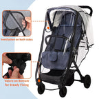 Universal Stroller Rain Cover, Clear Breathable Weather Shield with Waterproof Zipper, 4 Seasons Protection (XL)