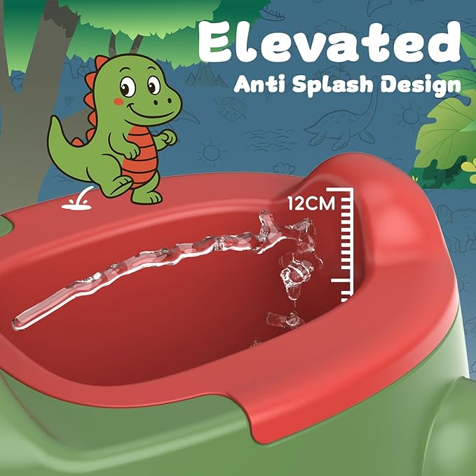 Potty Training Toilet Toddler Potty Chair Kids Boys Girls Dinosaur Animal Comfortable Potties Training Seat for Childrens Ages 1-3 Portable Baby Toilets with Lid Back Easy to Clean Potty Trainer Green