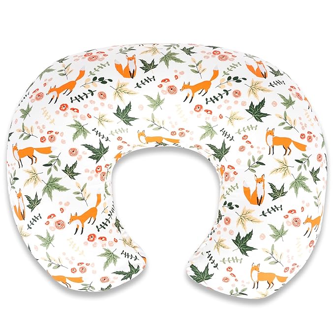 Nursing Pillow Covers – Soft Breathable Cotton, Fits Standard Breastfeeding Pillows, Washable & Hypoallergenic for Newborn Baby Girls & Boys,Cover Only (1 Pcs, Fox)