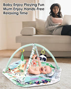 dearlomum 4-in-1 Tummy Time Mat,Baby Activity Play Mat,Newborn Play Baby Mats for Floor with 6 Infant Learning Sensory Baby Toys, Toddler Motor Skill Development,Babies Ball Pit with 18 Ocean Balls