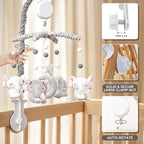 Baby Crib Mobile - Elephant Crib Mobile for Girls with 25 Inches Mobile Arm and 35 Lullabies Musical Box, 3 Modes Digital, Volume Control, Essential Gift for Infant Bedroom Hanging Decor