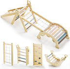 BlueWood 2025 8-in-1 Pikler Triangle Climbing Set Toddler Toys Indoor Baby Jungle Gym Climber Playground for Kids - Mauve Pink