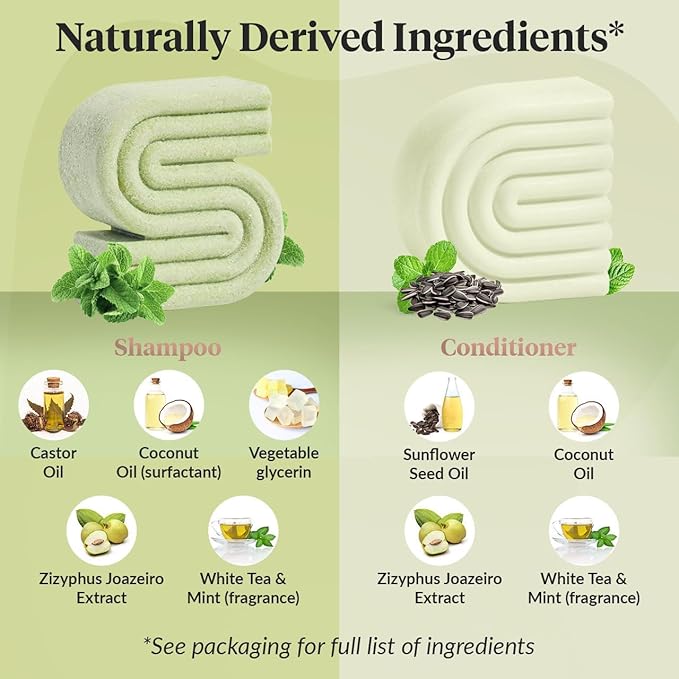 Kitsch Tea Tree Shampoo and Conditioner Set – Anti Dandruff Shampoo Bar & Conditioner Bar - Hair Care for All Hair Types - Free of Paraben, Sulfate & Silicone - Made in USA - 2 pcs