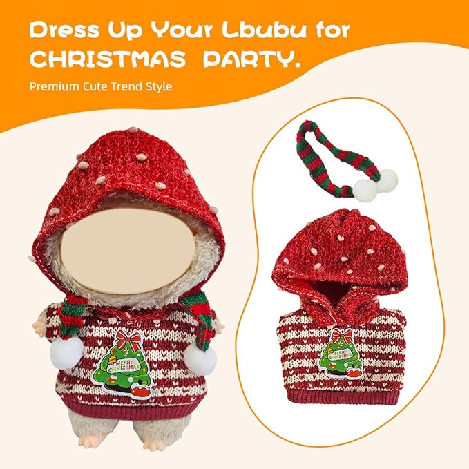 5 Complete Style Clothes Sets for 17cm Dolls - Hat & Overalls Dress Up Outfit for 17cm 15cm Dolls,Designer Outfits Bundle with Luxury/Cute/Sporty Themes, Gift for Doll Lovers (Christmas, 17cm/15cm)