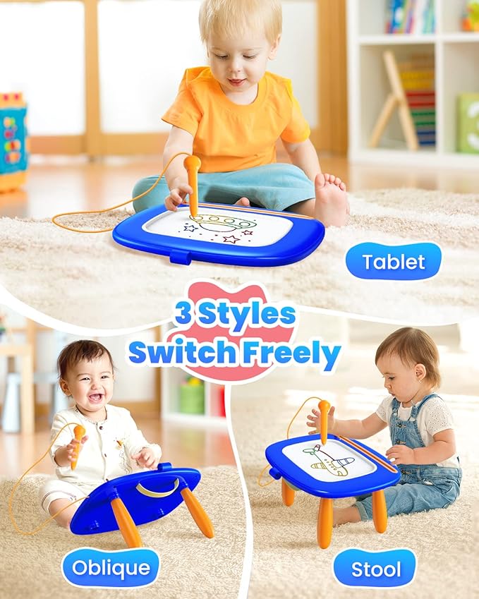 Toddlers Toys Ages 1-3, Magnetic Drawing Board, Doodle Board Pad Learning and Educational Toys for 18 Months Baby,1-3 Yr Kids Birthday Gifts - Dark Blue