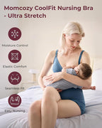 Momcozy CoolFit Nursing Bras for Breastfeeding, Ultra Stretch Seamless Jelly Strip Maternity Bra, Cooling Wireless