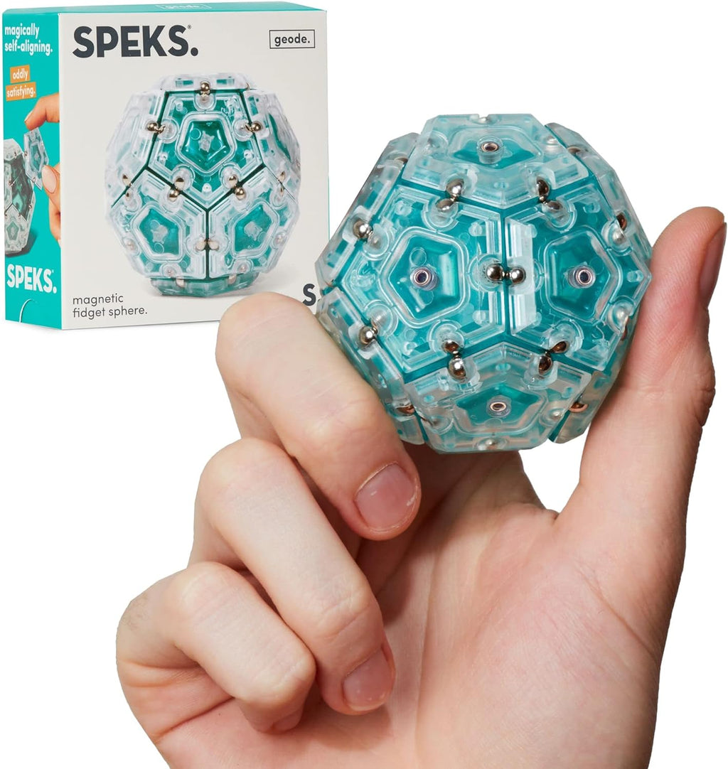 Speks Geode Sphere Magnetic Fidget Toy for Adults | Quiet Adult Sensory Toy for Stress Relief & Anxiety, Office Desk Toy & Top Gadget Gift Idea | Aqua, 12-Piece Set