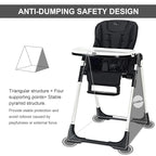 INFANS High Chair for Babies & Toddlers, Foldable Highchair with Multiple Adjustable Backrest, Footrest and Seat Height, Removable Tray, Detachable PU Leather Cushion, Built-in Rear Wheels (Black)