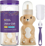 Special Supplies Honey Bear Straw Cup Long Straws, Squeezable Therapy and Special Needs Assistive Drink Container, Spill Proof and Leak Resistant Lid (Pack of 1 Bottle and 3 Straws) (Brown)