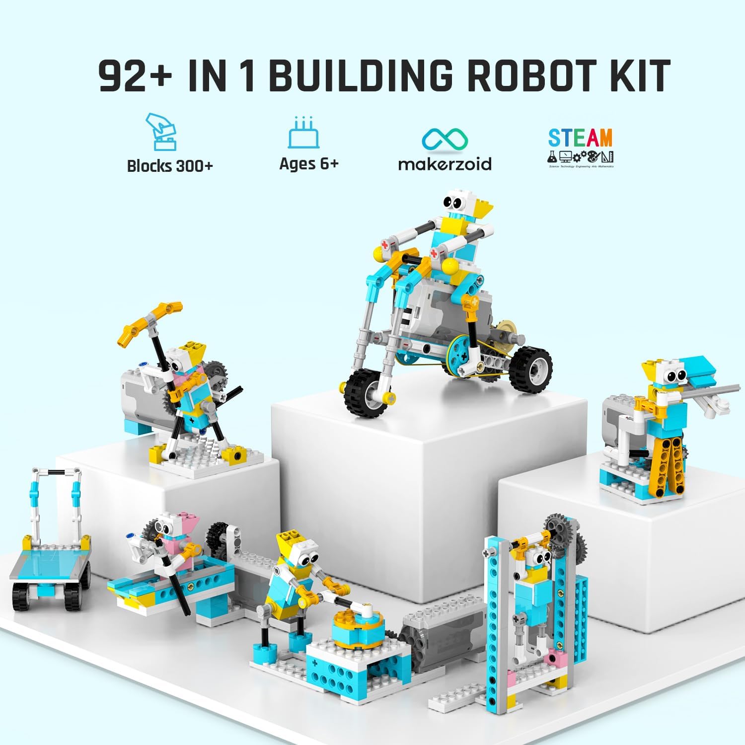 Smart Robot,72-in-1 STEM Educational Toy, Electronic Building Robots Toy, Robotics Learning Kit, Logical Training Kit, DIY Robot Building Set for Kids Ages 6+