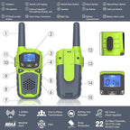 Walkie Talkies for Kids,Long Range 2 Way Radio 22CH VOX,Birthday Gift,Family Walkie Talkie for Camping Hiking Indoor Outdoor，Toys Gifts for 6-12 Years Old Boys Girls（No Batteries）