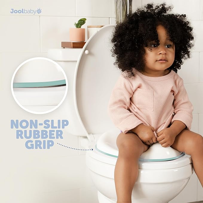 Jool Baby Potty Training Seat for Boys And Girls, Fits Round & Oval Toilets, Non-Slip with Splash Guard, Includes Free Storage Hook (Aqua)