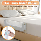 Bed Guard Rail for Toddlers - 47inch Foldable & Adjustable Height Baby Bed Safety Side Rails - Large Toddler Crib Railing Guard for Twin, Bunk, Full Size, Queen & King, Full Size Bed Grey