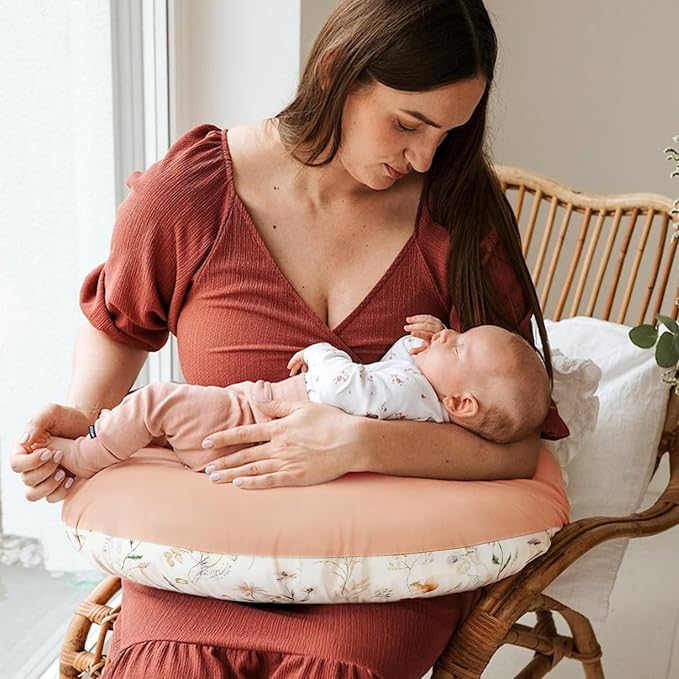 GRSSDER Reversible Nursing Pillow Cover, Ultra Soft Stretchy Minky Removable Nursing Covers Fitted for Breastfeeding Pillows Snug and Safe, Comfortable Slipcover for Girls, Stylish Original Print