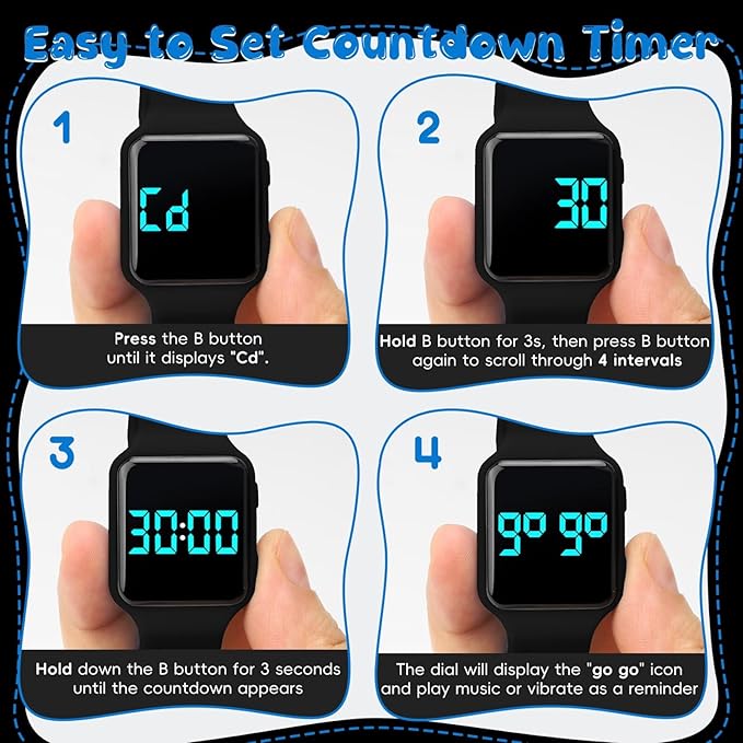 Potty Training Watch for Toddlers with Countdown, Magnetic Charging, Flashing Lights, Fun Music or Vibration Alerts - Waterproof Interactive Toilet Training Reminder for Boys & Girls Ages 2-9
