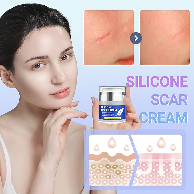 Silicone Scar Cream,Silicone Gel for Scars,Professional Scar Removal Cream for Surgical and Old Scars,Stretch Marks, Old and New Scars