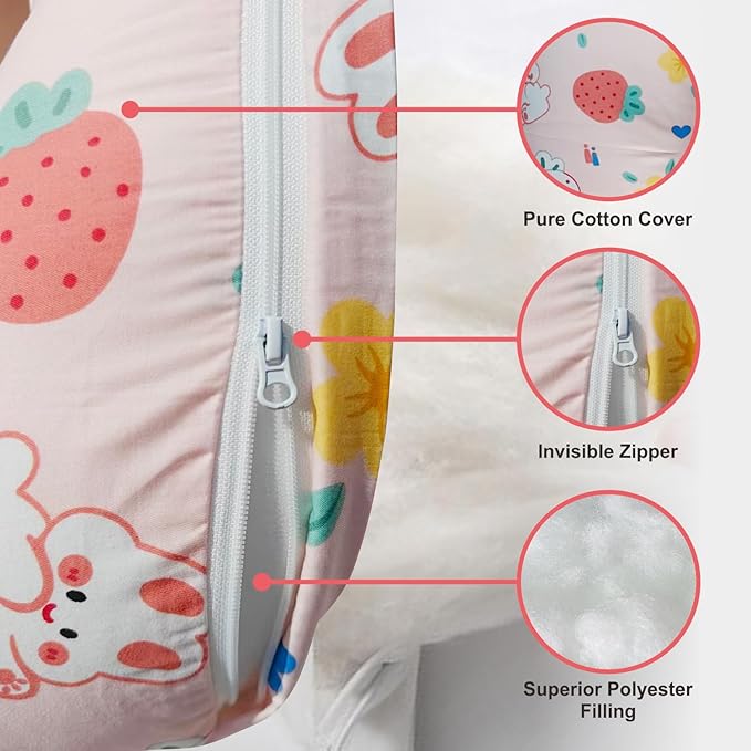 Nursing Pillow, Ergonomic Support Breastfeeding Pillow for Easier Breast Feeding and Bottle Feeding, Baby Feeding Pillow with Machine Washable Cotton Cover (Bunny)