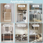 WAOWAO Triple Lock 49.21-66.54" Baby Gate Extra Wide Pressure Mounted Walk Through Swing Auto Close Safety White Metal Dog Pet Puppy for Stairs,Doorways,Kitchen