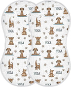 2 Pack Muslin Burp Cloths Dogs Yoga Cotton Baby Burp Cloths Extra Absorbent and Soft Thick Burping Cloth for Newborn Must Haves 22x11 Inch