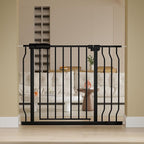 Extra Wide Baby Gate Extra Wide Extra Tall Dog Gates for Stairs Doorways Black Metal Tension Indoor Safety Gates with Pressure Mount 34-38.5 Inch Wide