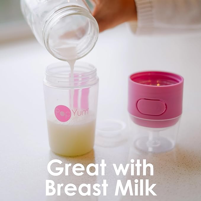 PopYum 5 oz Pink Anti-Colic Formula Making/Mixing/Dispenser Baby Bottles, 3-Pack with #1 Slow Flow Nipples, 150 ml, BPA-Free, Natural Latch