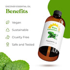 Sun Essential Oils - Peppermint Essential Oil (4 oz) with Dropper for Diffuser, Humidifier, Skin & Aromatherapy Body Massage, Candle & Soap Making for Home