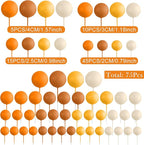 75 Pieces Cake Balls Topper Decorations Foam Cupcake Topper Mini Balloon Cake Topper Balls Cake Picks for Cake Deco Birthday Party Wedding（Orange Khaki Series）