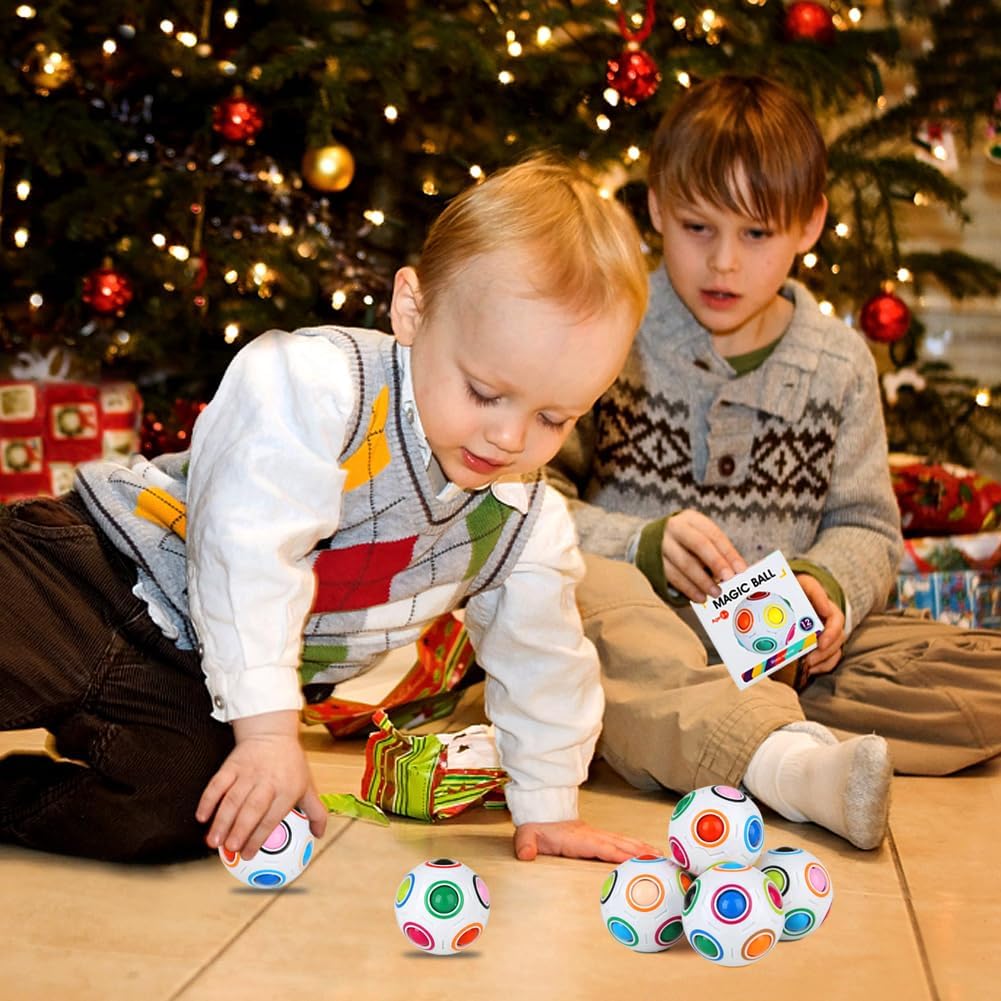 6Pack Magic Rainbow Puzzle Ball Fidget Toys, Matching Puzzle Balls Toy Stress Reliever 3D Speed Fisget Ball Brain Teasers Games for Kids Adults Christmas Stocking Stuffers Party Favor Birthday Gifts