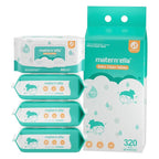 MATERN'ELLA Baby Wipes, Diaper Wipes for Sensitive Skin, Wet Wipes with 99% Water Based, Hypoallergenic, Safe and Gentle, 4 Flip-Top Packs (320 Wipes Total)