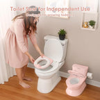 2-in-1 Toddler Potty Training Toilet - Larger Potty Chair & Detachable Training Seat for Boys & Girls Ages 1-3 with Flushing Sound, Wipes Storage, Toilet Paper Holder