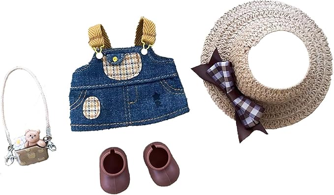 Doll Clothes Set for 15cm 17cm Fantasy Dolls - Hat, Bag, Jeans, Shoes Accessories,Outfit Clothing Set