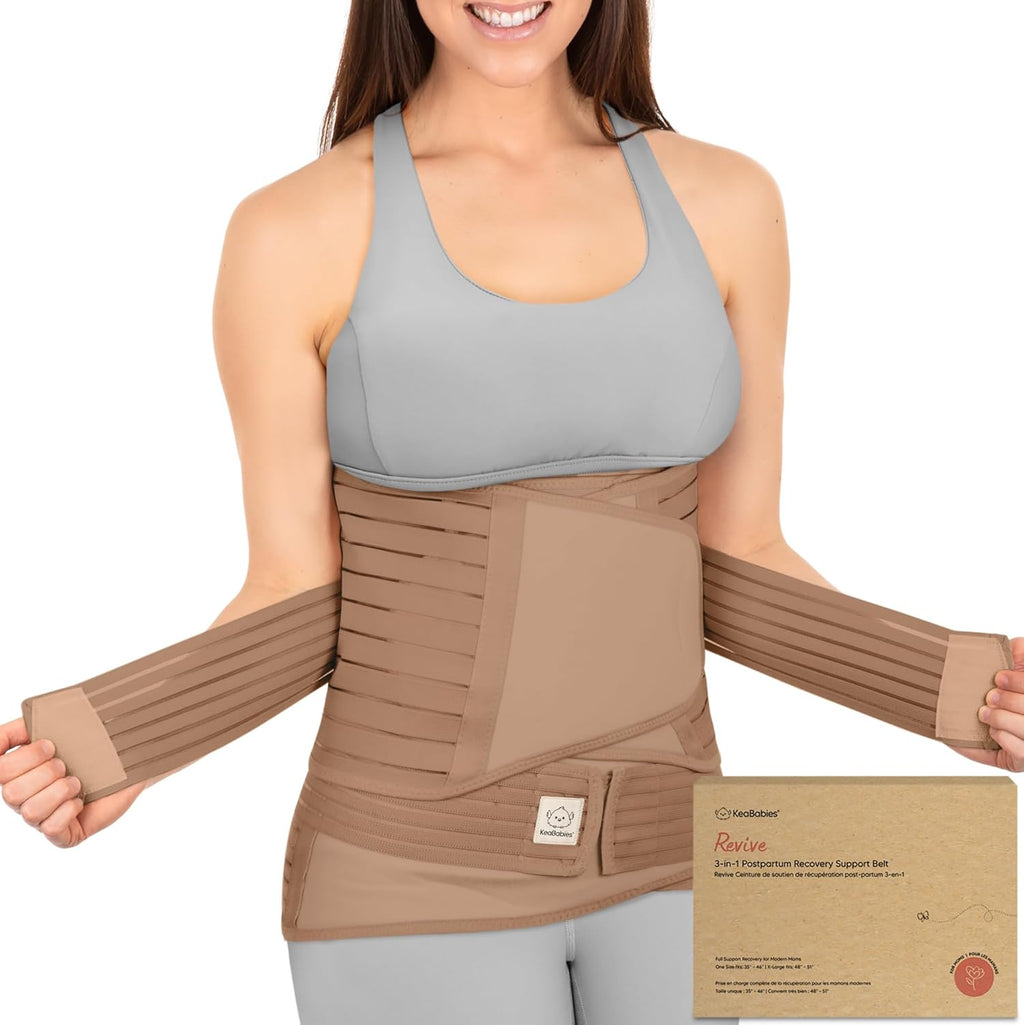3 in 1 Postpartum Belly Support Recovery Wrap – Postpartum Belly Band, After Birth Brace, Slimming Girdles, Body Shaper Waist Shapewear,Post Surgery Pregnancy Belly Support Band (Warm Tan, M/L)