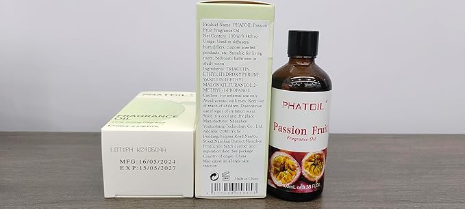 PHATOIL 3.38FL.OZ Passion Fruit Fragrance Oils for Aromatherapy, Essential Oils for Diffusers for Home, Perfect for Diffuser, Yoga, Skin Care, DIY Candle and Soap Making - 100ml