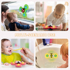 3pcs Suction Cup Spinner Toy for Baby 12-18 Months Baby Travel Fidget Sensory Toys for Toddlers 1-3 Bath Toys for 2 Year Old First Birthday Gifts for 1 Year Old Boys Girls