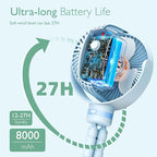 Momcozy Portable Stroller Fan, 8000mAh, 27H Ultra-long Battery Life, Detachable 4 Speed 360°Rotate, LED Night Light with 2 Modes, USB Rechargeable Handheld Cooling Fan for Travel, Car Seat, Bedroom