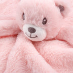 Baby Bear Security Blanket Soft Minky Baby Lovey Animal Plush Blanket Unisex Lovie Gift for Toddler, Boys and Girls, 13.5 Inch Pink