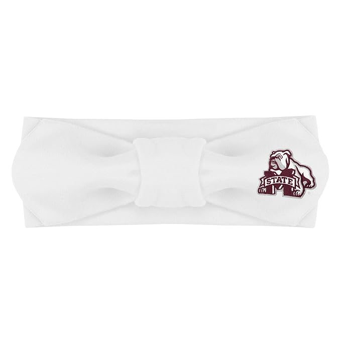 Creative Knitwear Mississippi State Bulldogs Infant Girls White Solid Hair Knot Headband Embroidered Logo - Size Newborn - 4T